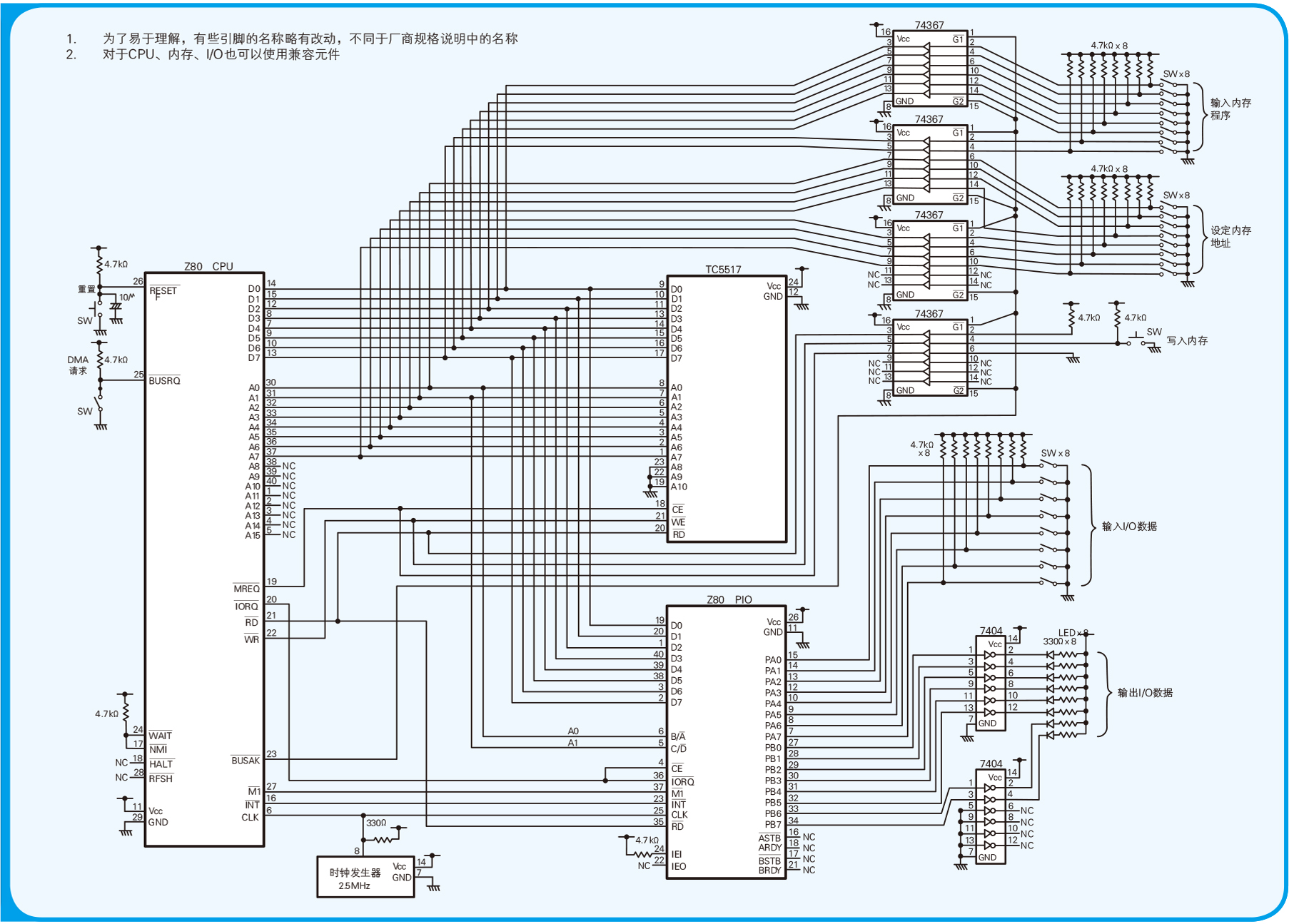 2.1 z80 微型计算机的电路图